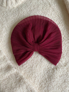 Tulle pleated maroon turban