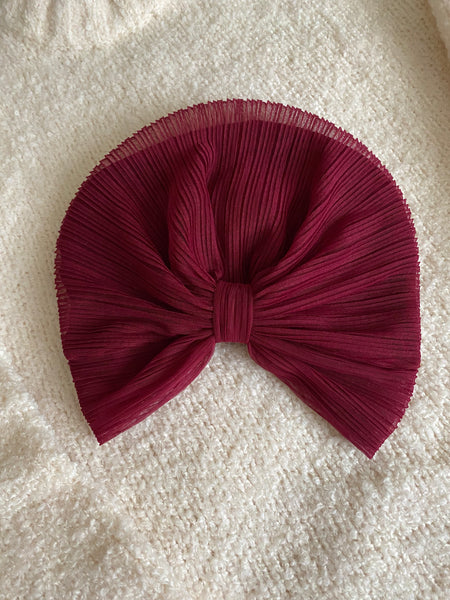 Tulle pleated maroon turban