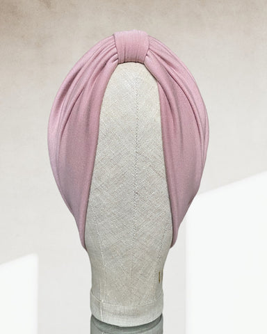 Dust pink jersey turban