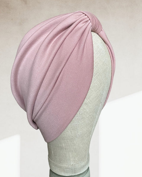 Dust pink jersey turban