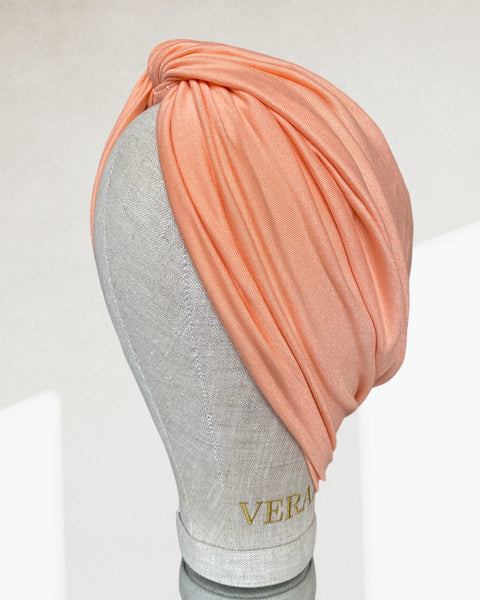 Peach cross jersey turban