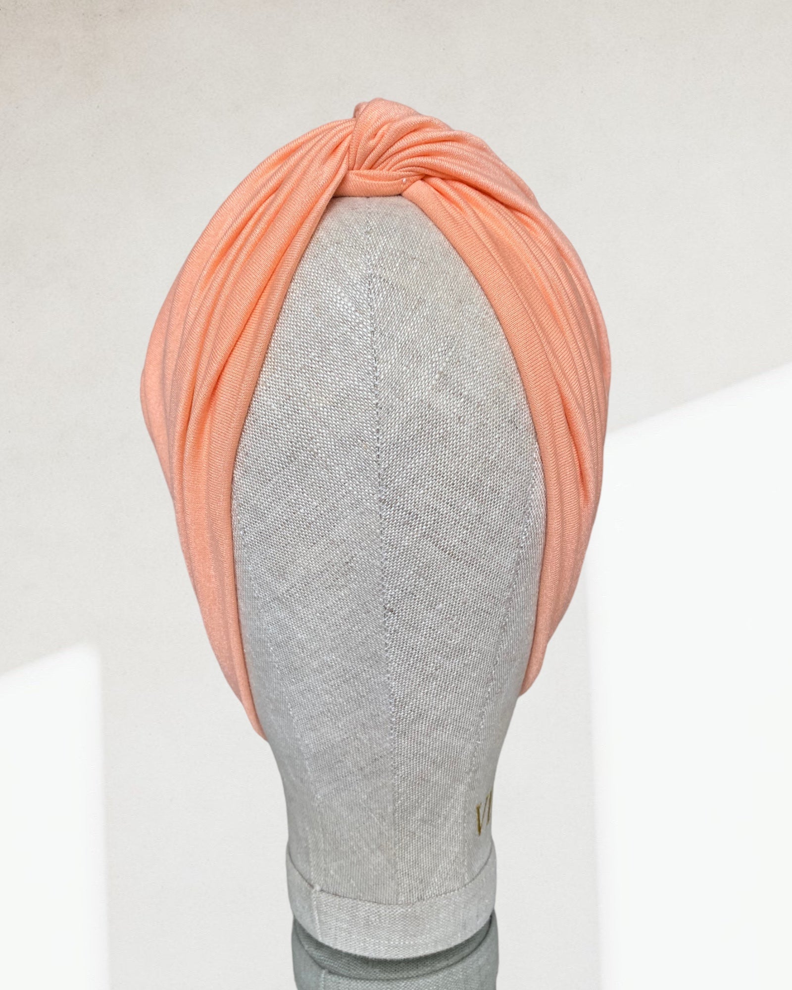 Peach cross jersey turban