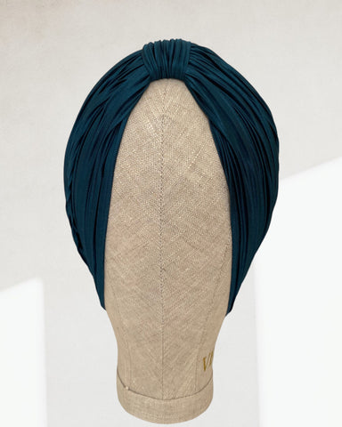 Peacock Satin plisse classic turban