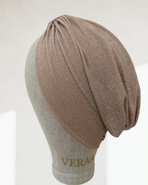 Beige silver classic turban