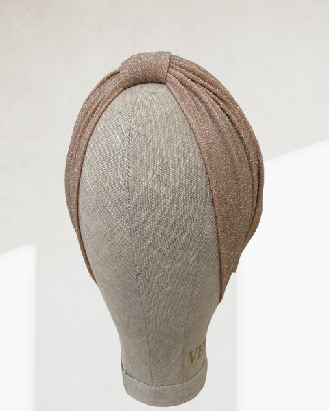 Beige silver classic turban