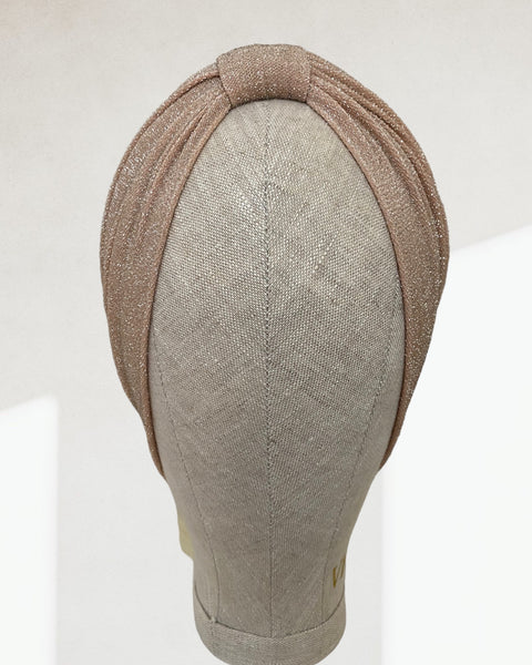 Beige silver classic turban