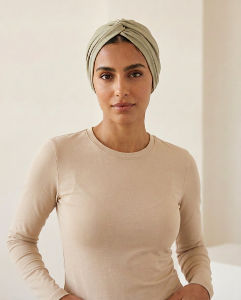 Cross light olive turban
