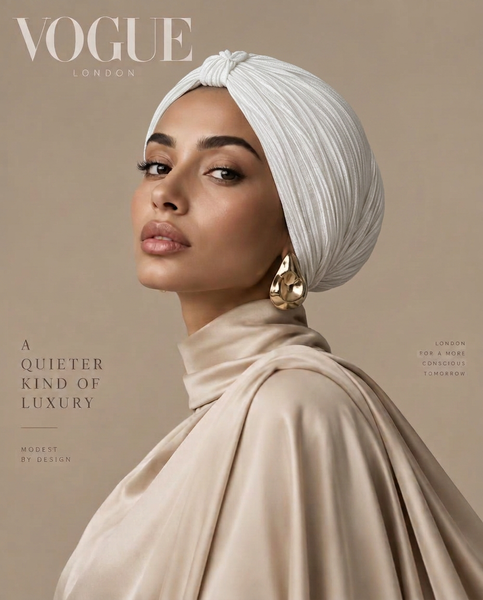 Pearl white satin plisse turban