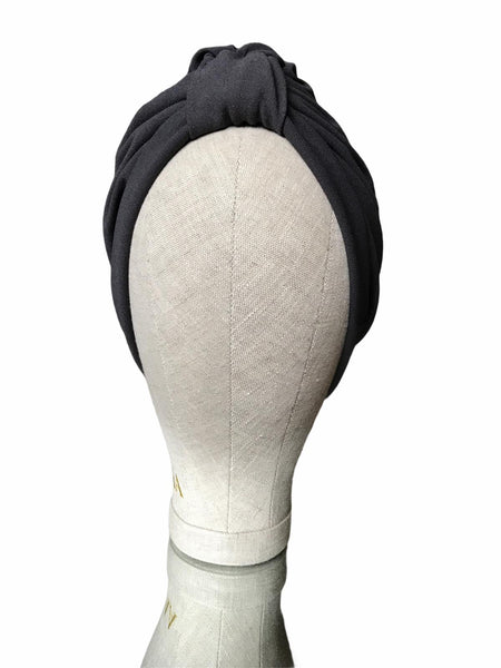 Dark grey crepe turban