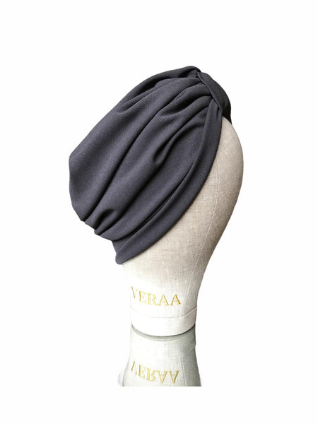 Dark grey crepe turban