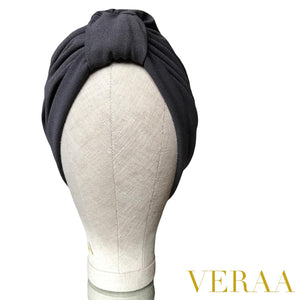 Dark grey crepe turban