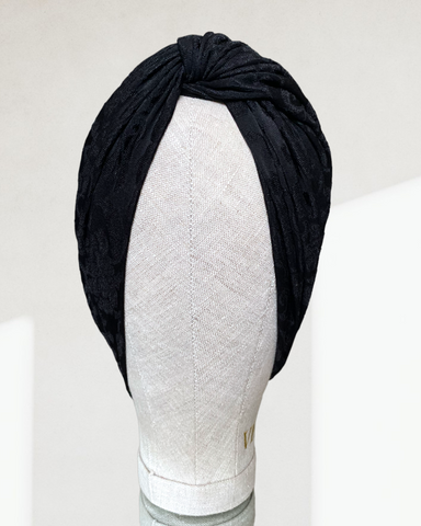 Black cross jacquard turban
