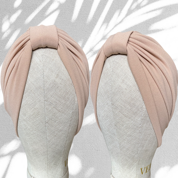 Powder beige classic turban