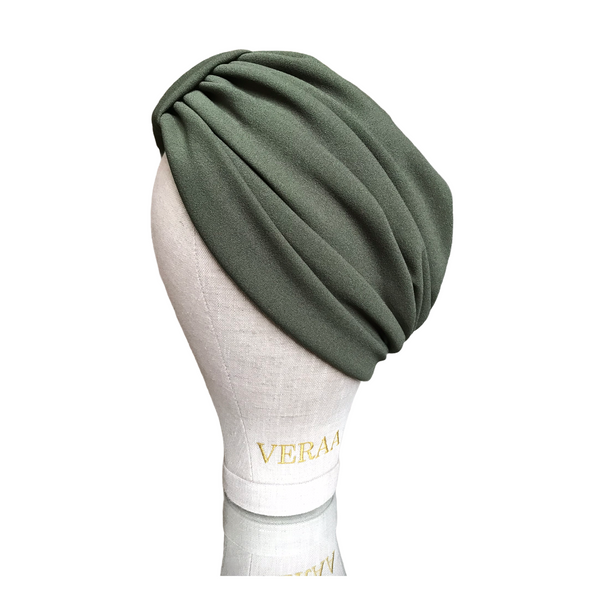 Khaki crepe turban