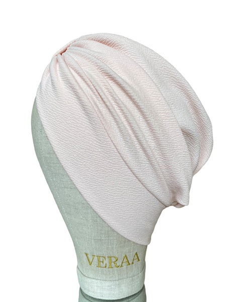 Nude pink texture jersey turban