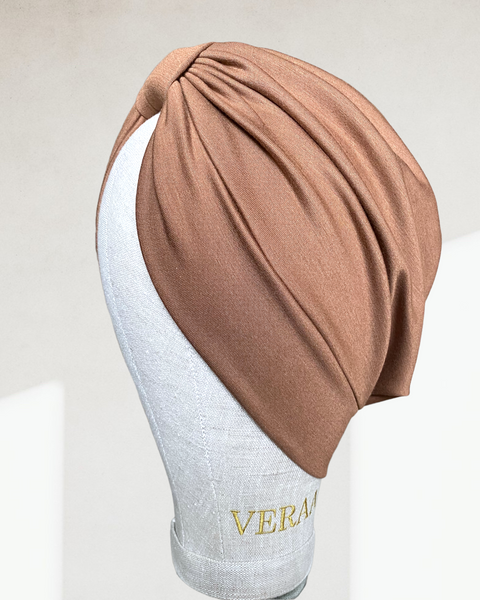 Golden brown jersey turban