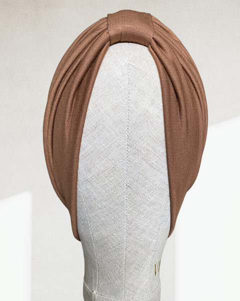 Golden brown jersey turban