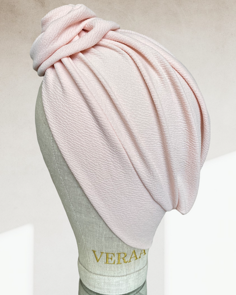 Nude pink flower turban