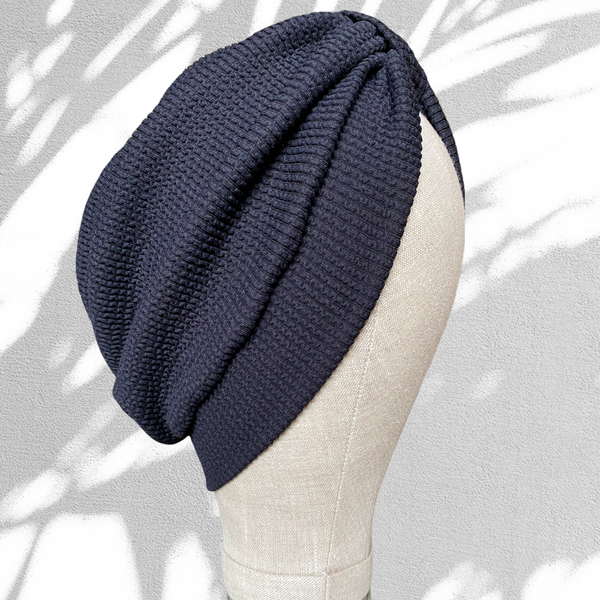 Black crinkle turban