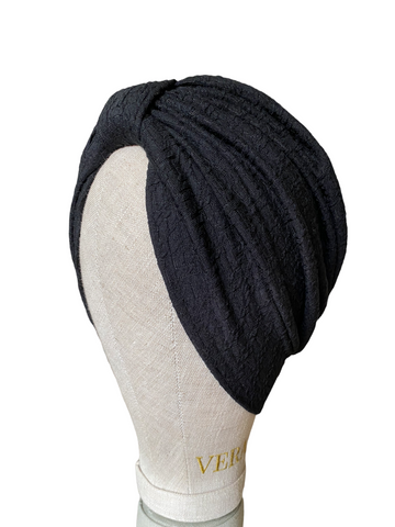 Black geometric print classic turban