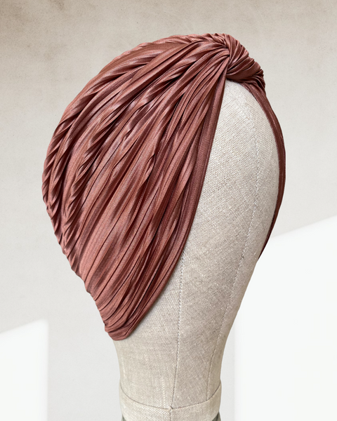 Satin plisse cross turban