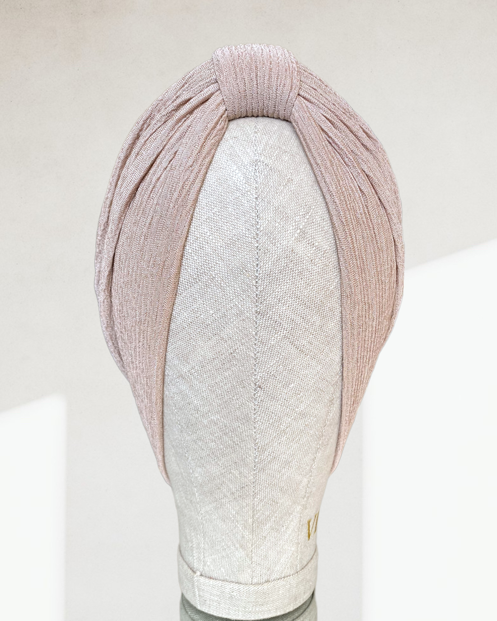 Nude beige crinkle classic turban