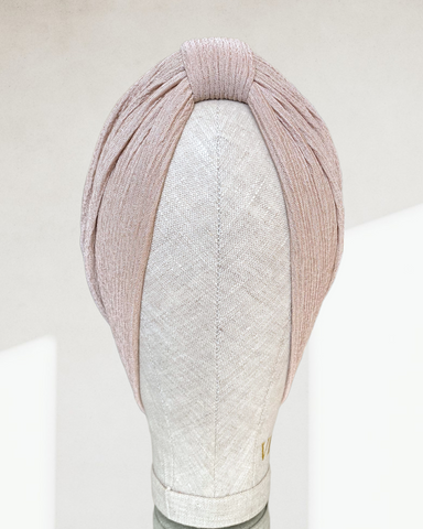 Nude beige crinkle classic turban