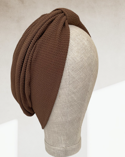 Brown crinkle classic turban