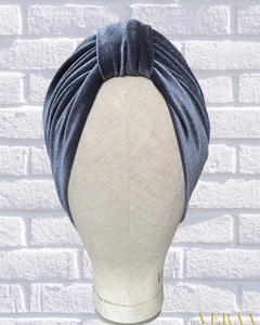 Grey velvet classic turban