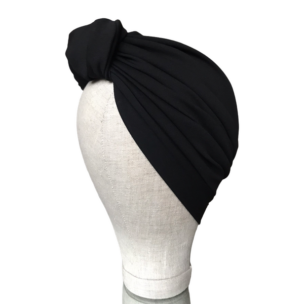 Black top wrap crepe turban