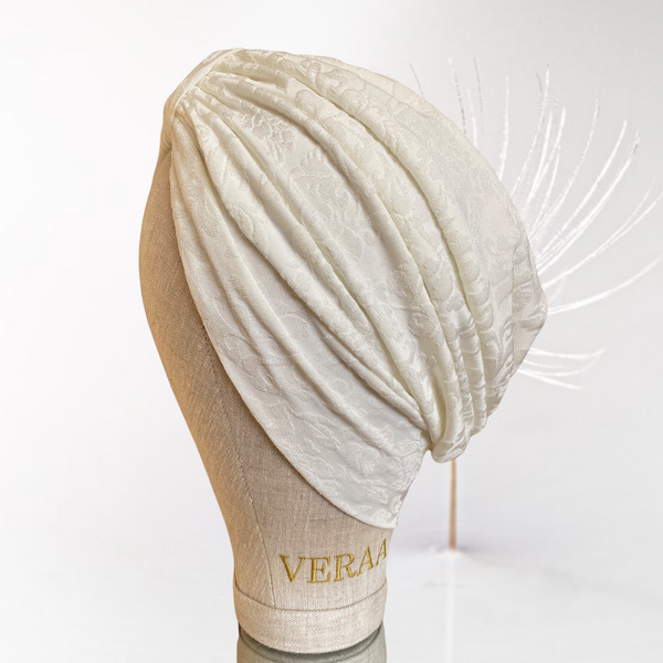 Jacquard Ivory turban