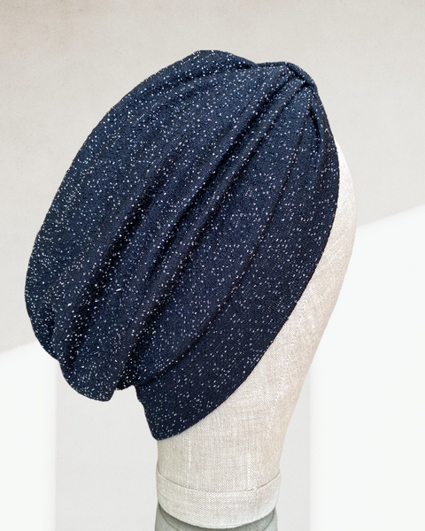 Navy silver classic turban