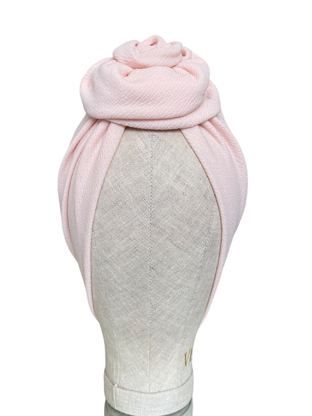 Nude pink flower turban