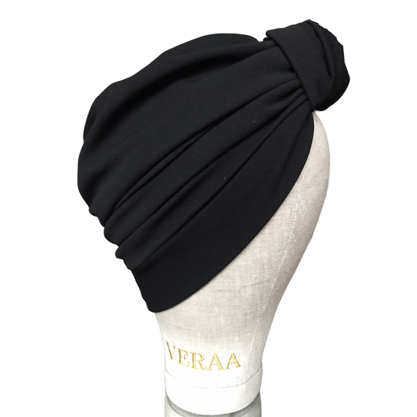 Black top wrap crepe turban