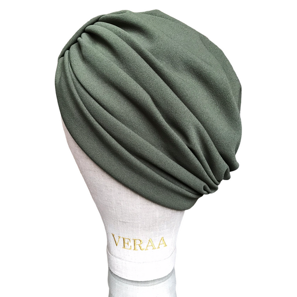 Khaki crepe turban