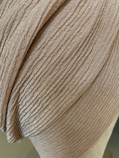 Nude beige crinkle classic turban