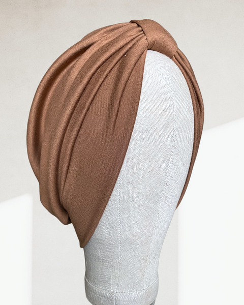 Golden brown jersey turban