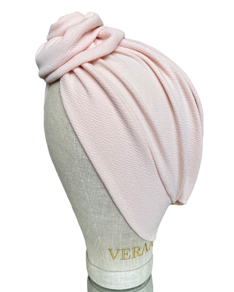 Nude pink flower turban