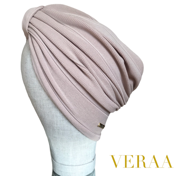 Beige texture knit jersey Turban