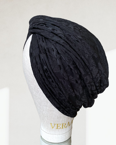 Black cross jacquard turban