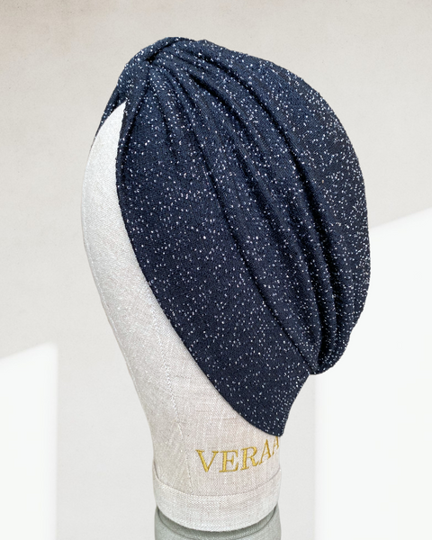 Navy silver classic turban