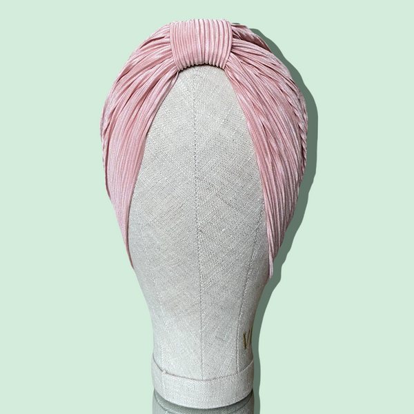 Pink satin pleated turban