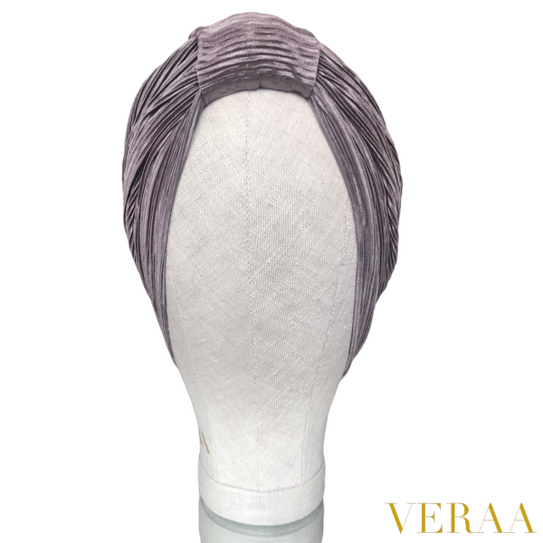 Satin Pleated greige turban