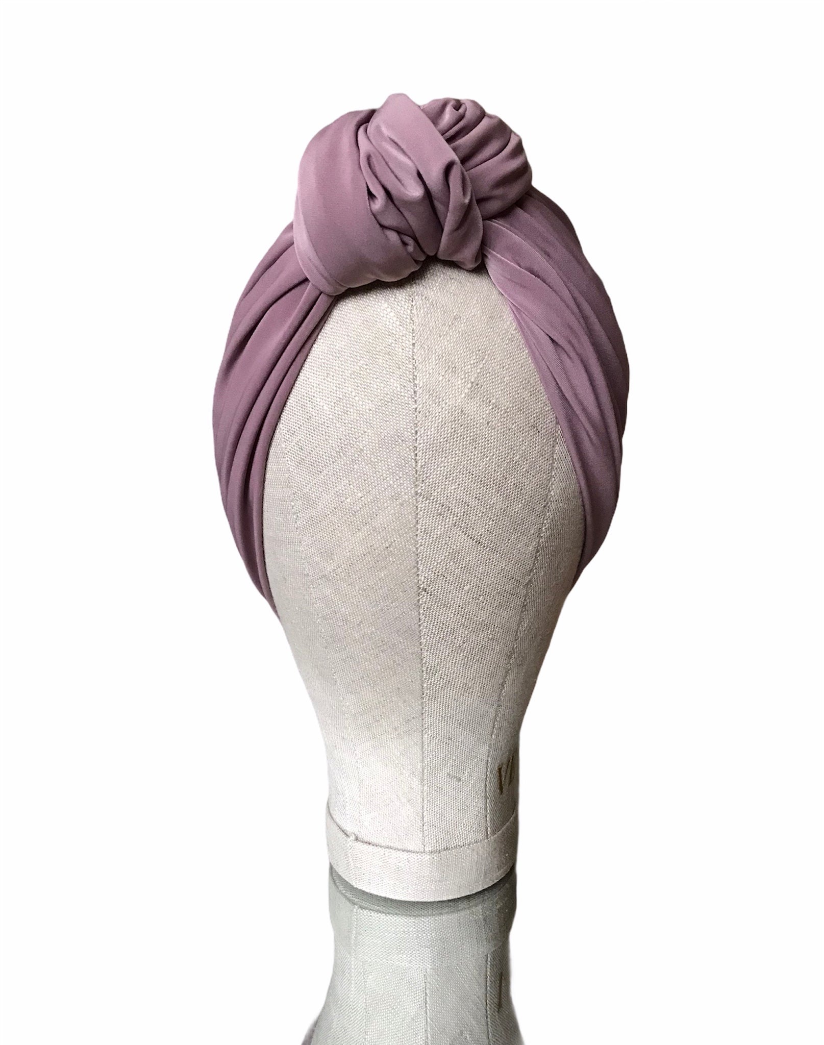 Mauve top knot turban