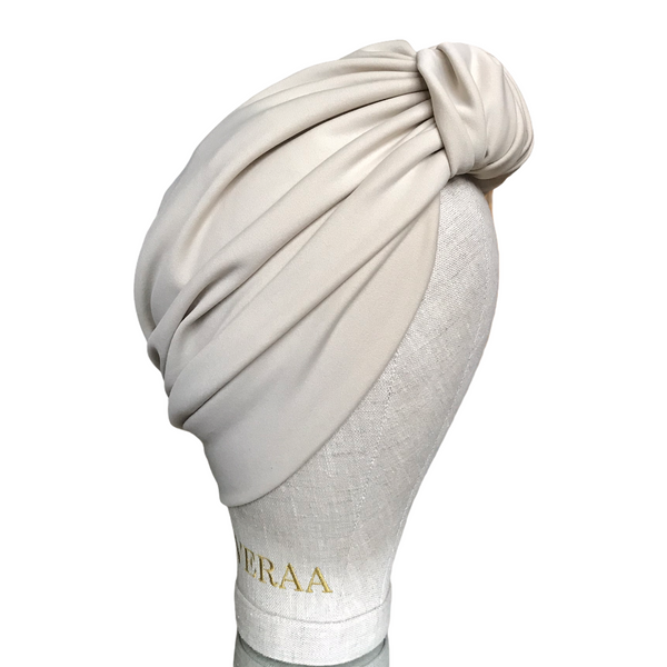 Light stone top wrap crepe turban