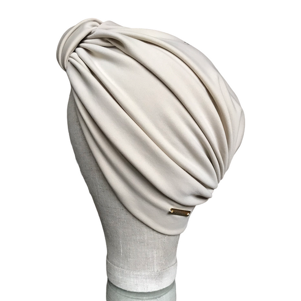 Light stone top wrap crepe turban