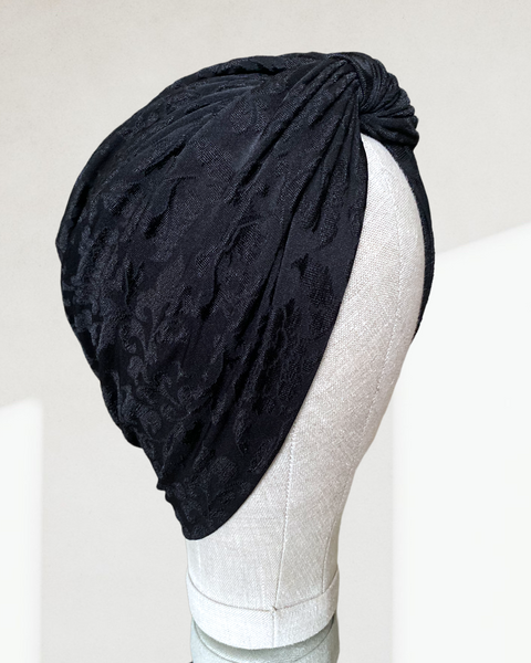 Black cross jacquard turban