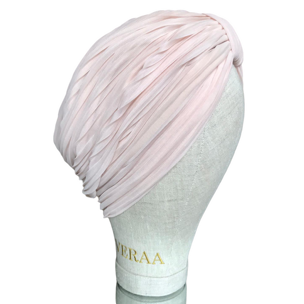 nude pink  tulle pleated turban