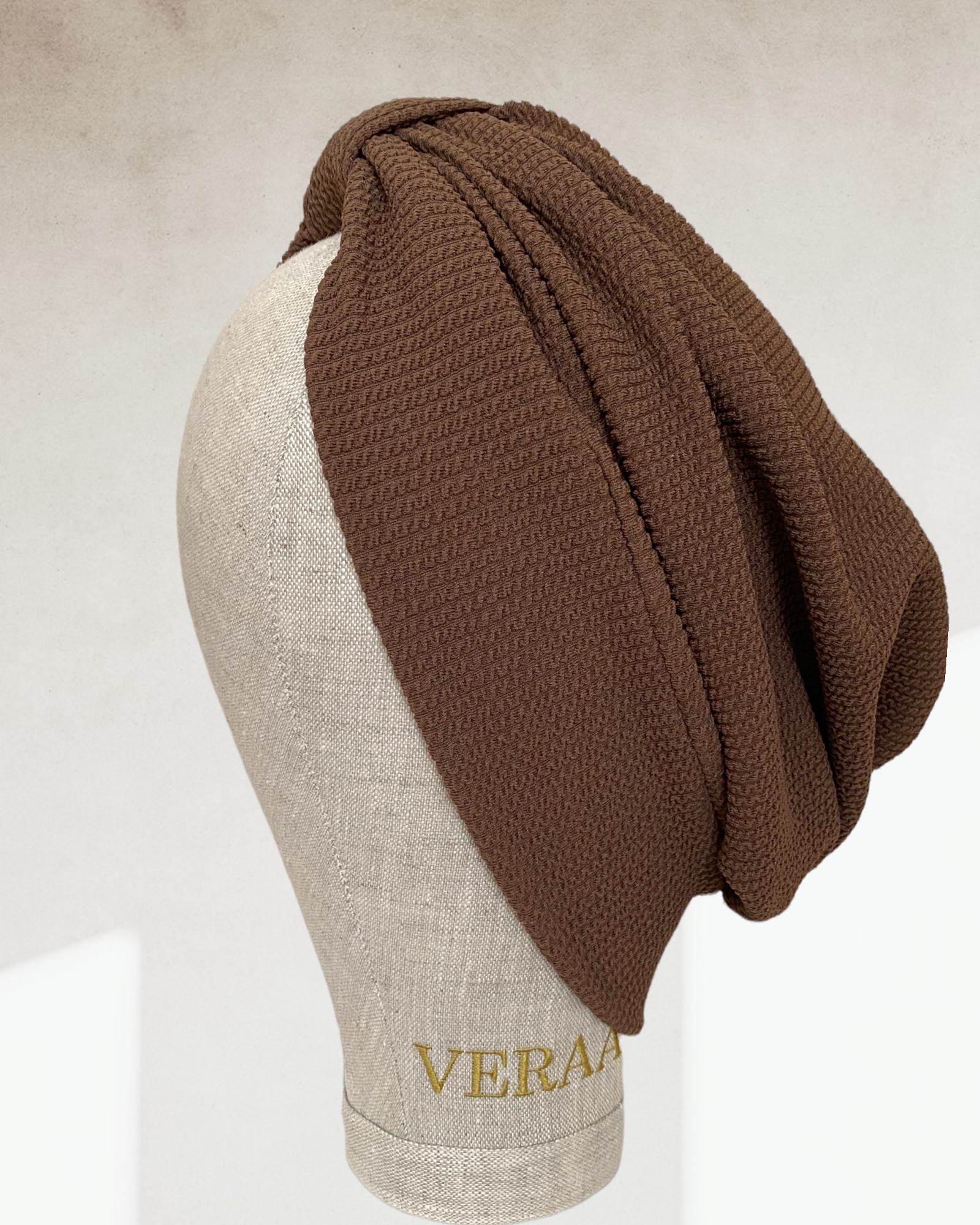 Brown crinkle classic turban