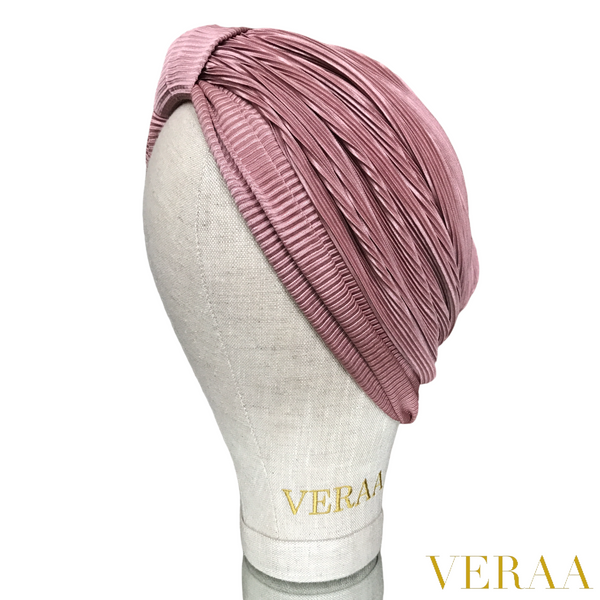 Satin Pleated pink turban